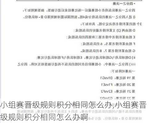 小组赛晋级规则积分相同怎么办,小组赛晋级规则积分相同怎么办啊