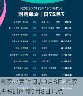 混双决赛时间表9月8日,混双决赛时间表9月8日几点