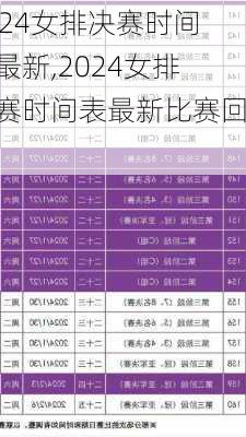 2024女排决赛时间表最新,2024女排决赛时间表最新比赛回放