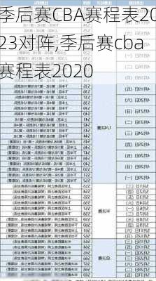 季后赛CBA赛程表2023对阵,季后赛cba赛程表2020