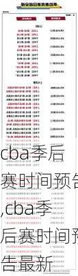 cba季后赛时间预告,cba季后赛时间预告最新