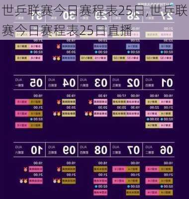 世乒联赛今日赛程表25日,世乒联赛今日赛程表25日直播