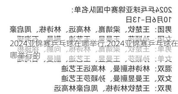 2024亚锦赛乒乓球在哪举行,2024亚锦赛乒乓球在哪举行的