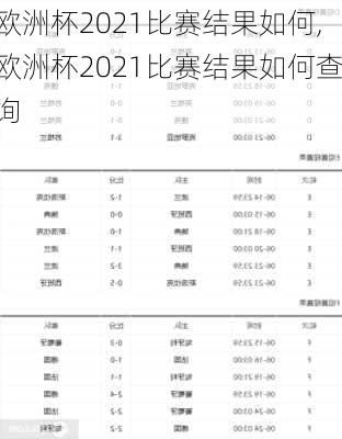 欧洲杯2021比赛结果如何,欧洲杯2021比赛结果如何查询