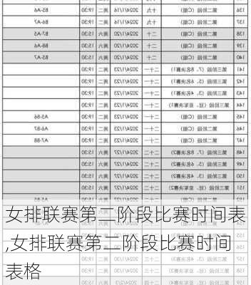 女排联赛第二阶段比赛时间表,女排联赛第二阶段比赛时间表格