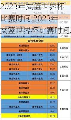 2023年女篮世界杯比赛时间,2023年女篮世界杯比赛时间表