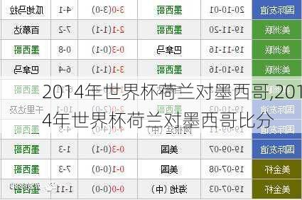 2014年世界杯荷兰对墨西哥,2014年世界杯荷兰对墨西哥比分