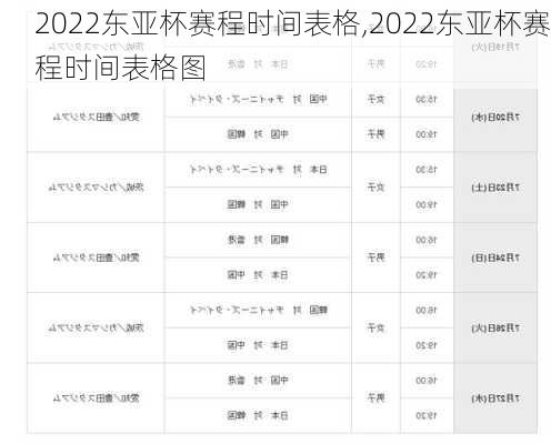 2022东亚杯赛程时间表格,2022东亚杯赛程时间表格图