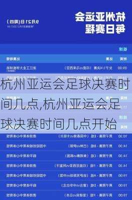 杭州亚运会足球决赛时间几点,杭州亚运会足球决赛时间几点开始