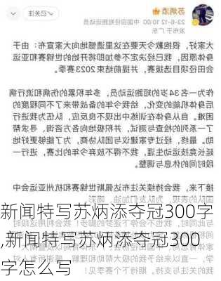 新闻特写苏炳添夺冠300字,新闻特写苏炳添夺冠300字怎么写