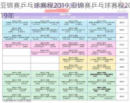 亚锦赛乒乓球赛程2019,亚锦赛乒乓球赛程2019年