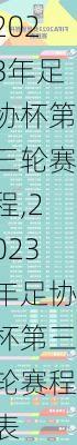 2023年足协杯第三轮赛程,2023年足协杯第三轮赛程表