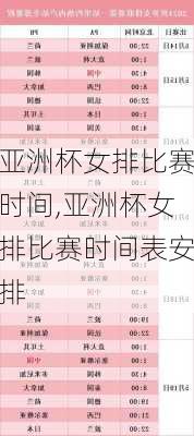 亚洲杯女排比赛时间,亚洲杯女排比赛时间表安排