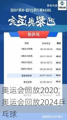 奥运会回放2020,奥运会回放2024乒乓球