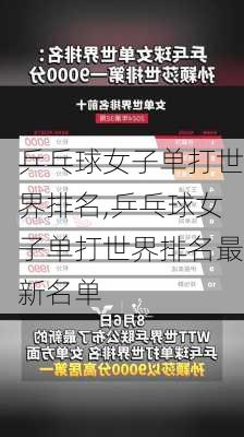 乒乓球女子单打世界排名,乒乓球女子单打世界排名最新名单