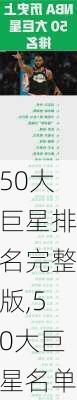 50大巨星排名完整版,50大巨星名单