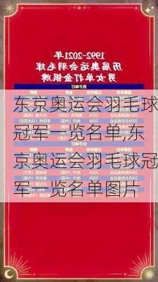 东京奥运会羽毛球冠军一览名单,东京奥运会羽毛球冠军一览名单图片