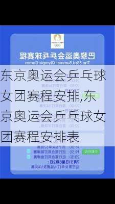 东京奥运会乒乓球女团赛程安排,东京奥运会乒乓球女团赛程安排表