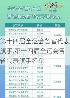 第十四届全运会各省代表旗手,第十四届全运会各省代表旗手名单