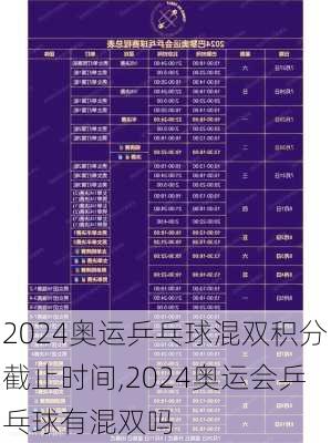 2024奥运乒乓球混双积分截止时间,2024奥运会乒乓球有混双吗