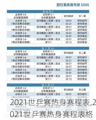 2021世乒赛热身赛程表,2021世乒赛热身赛程表格