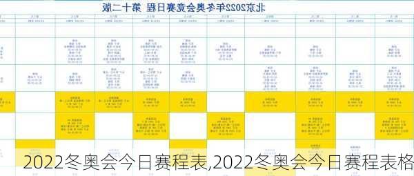 2022冬奥会今日赛程表,2022冬奥会今日赛程表格