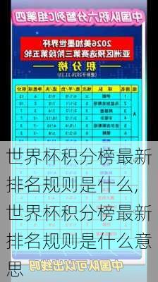 世界杯积分榜最新排名规则是什么,世界杯积分榜最新排名规则是什么意思