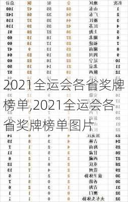 2021全运会各省奖牌榜单,2021全运会各省奖牌榜单图片