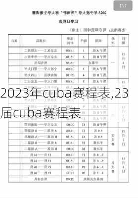 2023年cuba赛程表,23届cuba赛程表