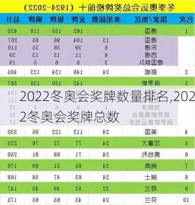 2022冬奥会奖牌数量排名,2022冬奥会奖牌总数