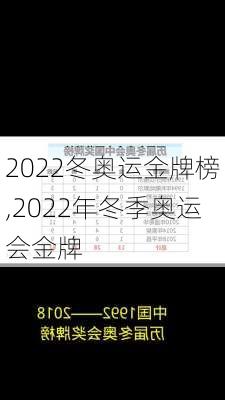 2022冬奥运金牌榜,2022年冬季奥运会金牌