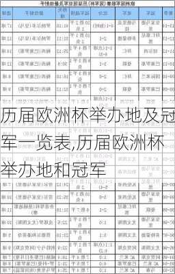 历届欧洲杯举办地及冠军一览表,历届欧洲杯举办地和冠军