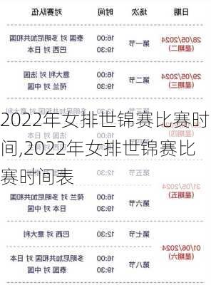 2022年女排世锦赛比赛时间,2022年女排世锦赛比赛时间表