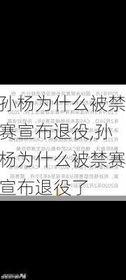 孙杨为什么被禁赛宣布退役,孙杨为什么被禁赛宣布退役了