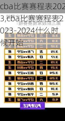 cba比赛赛程表2023,cba比赛赛程表2023-2024什么时候开始