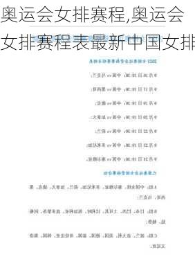 奥运会女排赛程,奥运会女排赛程表最新中国女排